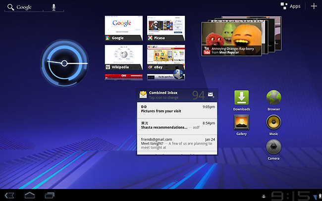 AndroidHoneycombHomeScreen